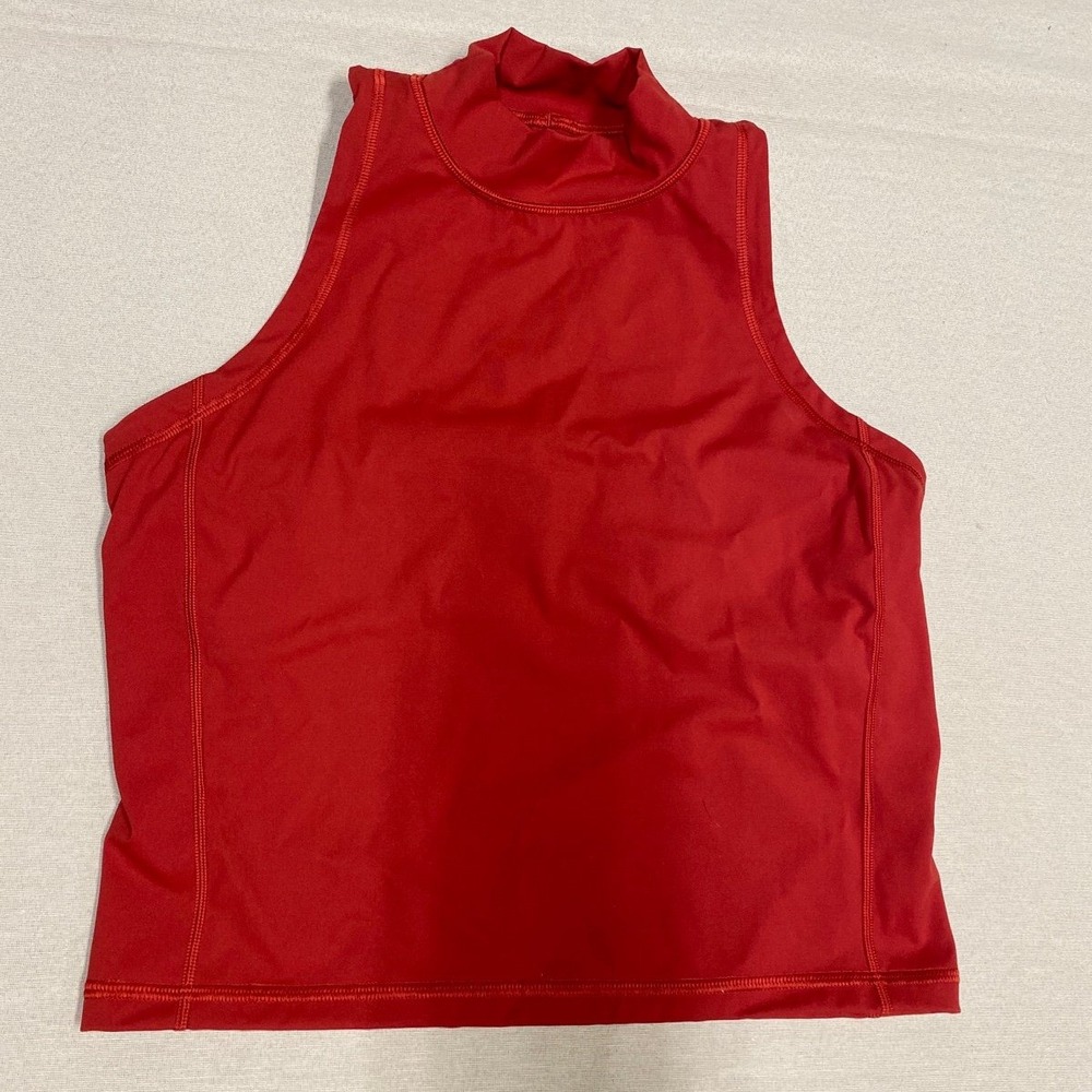 Everlane Perform Racerback Tank Top Mock Neck Built In Bra Red Womens Large